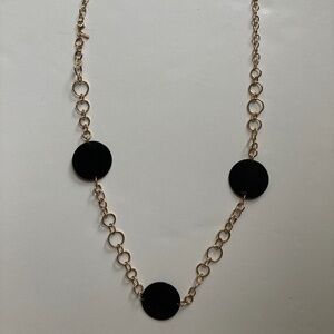 Ross-Simons Graduated Gold Link & Black Disc Station Necklace/29"/WORN ONCE!